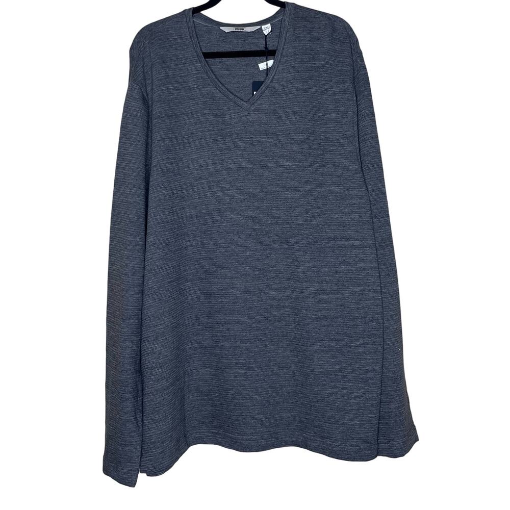 Joseph Abboud Cotton V-Neck Sweater, Oversized, Lightweight Gray